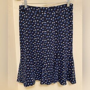 Talbots 6 Navy Blue Geo Dot Georgette Fit & Flare Skirt